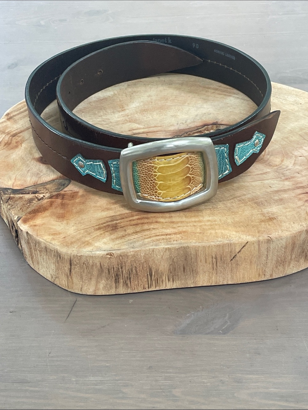Janet K Genuine Leather Belt with Southwestern Accents